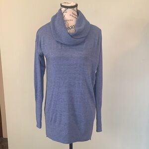 LOFT Heathered Denim Blue Cowl Neck Soft Tunic Sweater Women’s XS Extra Small
